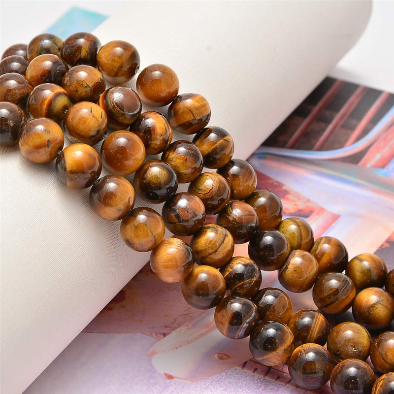 NCB 100pcs Original Natural Stone Beads Gemstone Round Loose Beads 6mm 8mm 10mm (Yellow Tiger's Eye, 10mm 100Beads) - Image 3
